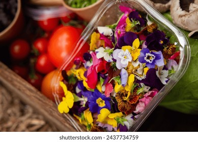 Colourful Freshly Picked Edible Flowers - Powered by Shutterstock