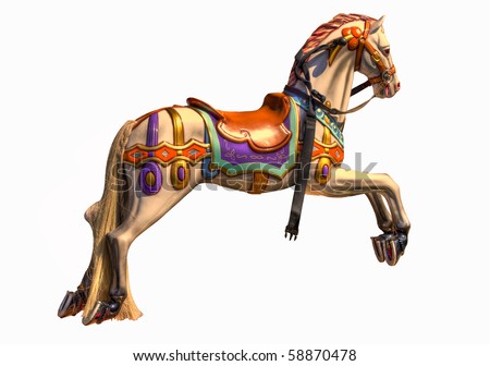 Colourful HDR photo of horse on Merry-go-round
