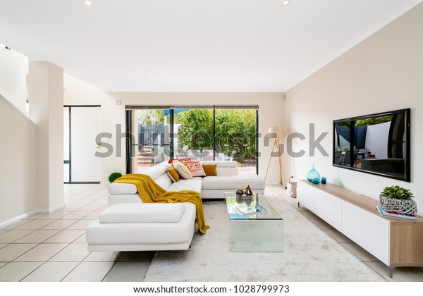 Colourful Home Interior Modern Furniture Decor Stock Photo
