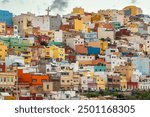 Colourful houses in Las Palmas, Gran Canaria, Spain. Gran Canaria many colorful houses in Ciudad alta, Las Palmas. Sunny view of the picturesque old town.