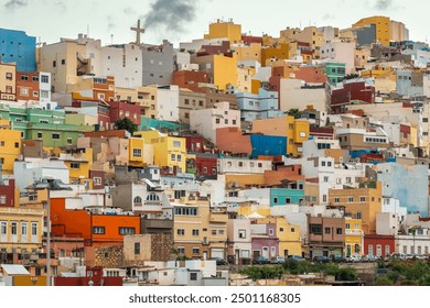 Colourful houses in Las Palmas, Gran Canaria, Spain. Gran Canaria many colorful houses in Ciudad alta, Las Palmas. Sunny view of the picturesque old town. - Powered by Shutterstock