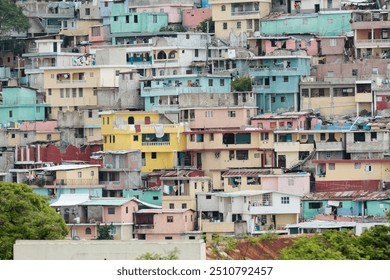 Colourful houses, slum Jalousie, Pétionville, Port-au-Prince, Ouest, Haiti, Central America - Powered by Shutterstock