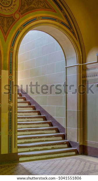 Colourful Interior Floor Stairs Archway Door Interiors