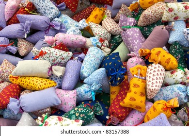 Colourful Lavender Bags At A French Market