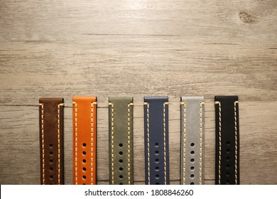 Colourful Leather Watch Strap With Stitching