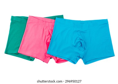 Colourful Men's Boxer Briefs Isolated On A White Background