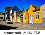 Colourful painted German colonial-era houses in Bergstrasse, Luderitz, Namibia