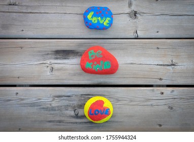 Colourful Painted Rocks With Love And Kind Words