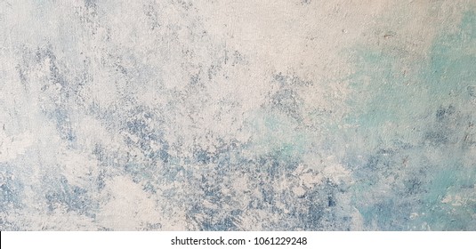 colourful painting wall with white and blue gradient, fresco technique