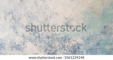 colourful painting wall with white and blue gradient, fresco technique
