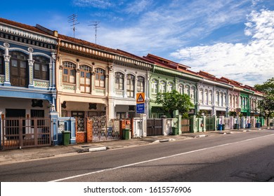 Colourful Peranakan Houses. The Word Peranakan Used By The Local People To Address Foreign Immigrants Whom Established Families In Singapore, Singapore.