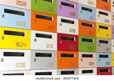 Colourful  post boxes.