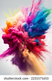 A colourful powder explosion of holi paint.