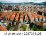 Colourful residential apartment blocks in Bilbao, Basque Country, Spain