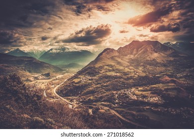 Colourful Sky Over Pyrenees Mountains