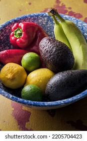 Colourful Still Life Of Beautiful Bowl Of Fruit And Veg 