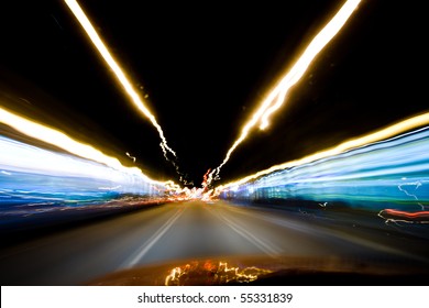 Colourful Streaks Light Converging On Horizon Stock Photo 55331839 ...