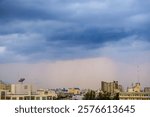 Colourful sunset sky city buildign with cloud silhouette scene nature landscape background