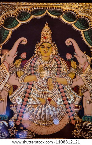 Colourful Tanjore painting, Chidambaram, Tamil Nadu India