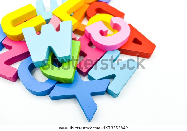 Colourful Wooden Alphabet Letters Isolated On Stock Photo 1673353849 ...