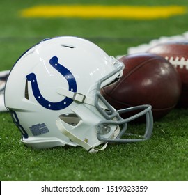 Colts Helmet - Indianapolis Colts Host The Oakland Raiders On 9/29/19 At Lucas Oil Stadium In Indianapolis IN-USA