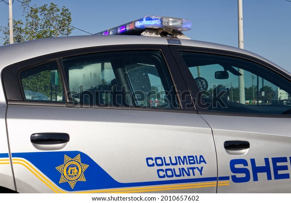 Columbia County, Ga USA - 05 11 21: Columbia County\
Police car back side door\
