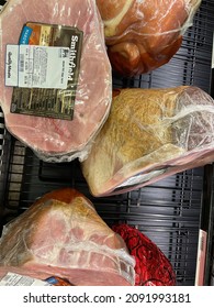 Columbia County, Ga USA - 12 01 21: Hams In A Retail Store Cold Case