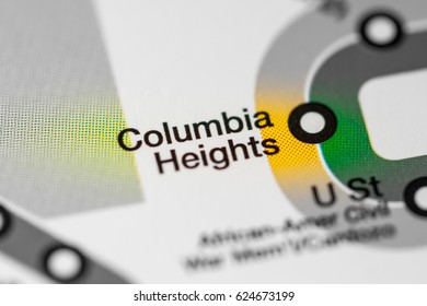 Columbia Heights Station. Washington DC Metro Map.