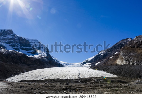 The Columbia Icefield is the largest ice field in\
the Rocky Mountains of North America. Located in the Canadian\
Rockies astride the Continental Divide along the border of British\
Columbia and Alberta