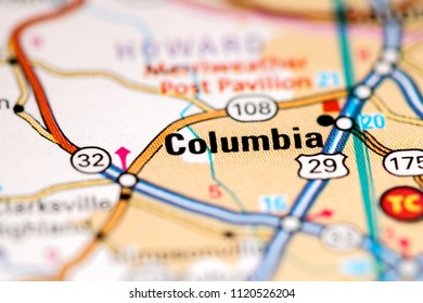 Columbia. Maryland. USA On A Map