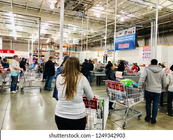 COLUMBIA, MD, USA - DECEMBER 2, 2018: Costco Wholesale Checkout Line.