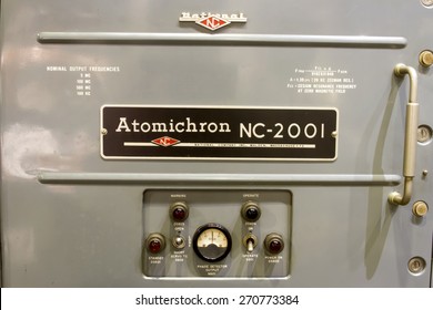 Columbia, PA, USA - April 18, 2015 : Antique Atomichron Atomic Clock.