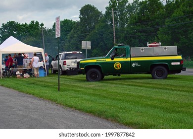 Columbia, Pa. USA June 26, 2021 The Northern Lancaster County Forest Fire Crew Holds A Chicken Barbecue Fundraiser At The Shopping Mall In Columbia, Pa.