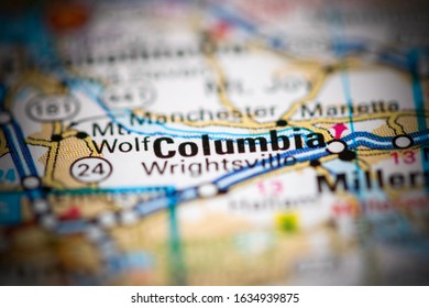 Columbia. Pennsylvania. USA On A Geography Map