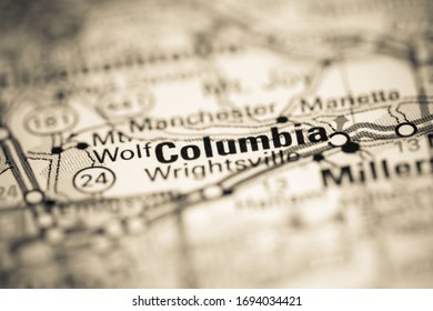 Columbia. Pennsylvania. USA On A Geography Map