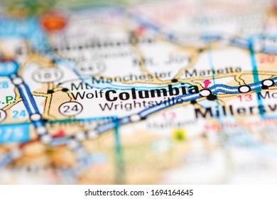 Columbia. Pennsylvania. USA On A Geography Map