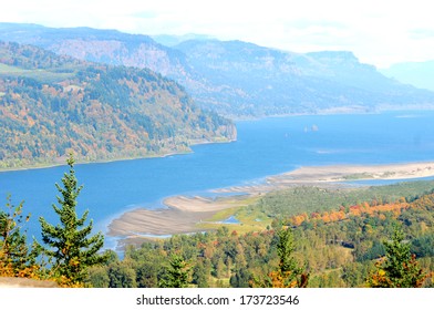 Columbia River Gorge In The Fall Season