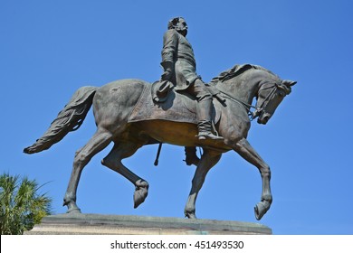 COLUMBIA SC USA 06 27 2016: Wade Hampton III Equestrian Statue Was A Confederate Cavalry Leader During The American Civil War And Afterward A Democratic Party Politician From South Carolina.