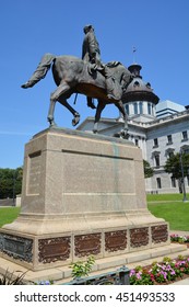 COLUMBIA SC USA 06 27 2016: Wade Hampton III Equestrian Statue Was A Confederate Cavalry Leader During The American Civil War And Afterward A Democratic Party Politician From South Carolina.