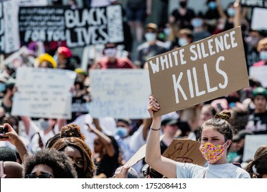 Columbia, South Carolina - USA - May 30, 2020: South Carolina protesters hold a rally at the South Carolina State House to protest the death of George Floyd.