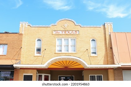 Columbia, Texas United States - September 5 2022: A Beautiful Movie Theater In The Town Square