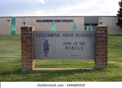 Columbine, Colorado - July 3, 2019: Columbine High School Entrance Sign