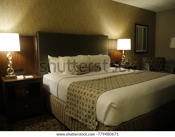 Columbus 2017 Comfortable Bedroom Luxury Hotel Stock Photo