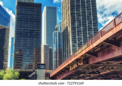 Columbus Drive Bridge Across The Chicago River