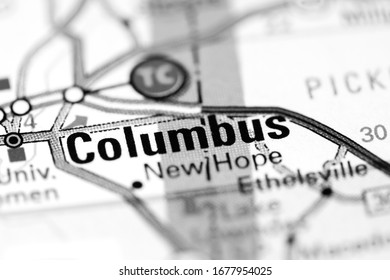 Columbus. Mississippi. USA On A Map