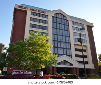 COLUMBUS, OH - JUN 28: The Drury Inn & Suites in Columbus, OH is shown here on June 28, 2017. There are more than 140 hotels in 21 states.