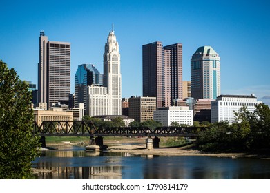 COLUMBUS, OH - JUNE 13, 2019: The Columbus, Ohio Skyline On A Clear Morning