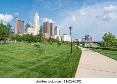 COLUMBUS, OH - JUNE 17, 2018: Columbus, Ohio City Skyline From Battelle Riverfront Park