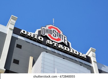 COLUMBUS, OH - JUNE 25: The sign for Ohio Stadium in Columbus, Ohio is shown on June 25, 2017. It is the home of the Ohio State University Buckeyes. 