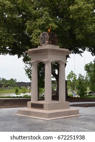 COLUMBUS, OH - JUNE 28: The Fire Department Memorial In Battelle Riverfront Park in Columbus, Ohio, Is Shown On June 28, 2017. An Eternal Flame Sits Atop The Memorial. 